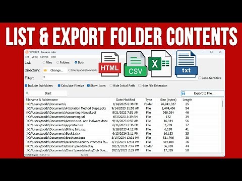 View, Export or Print Directory File Lists \\ Contents with Filename Lister