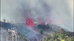 Watch lava shoot from Spanish volcano
