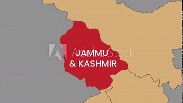 Jammu & Kashmir map animated video. Map Highlighted on the India map with animation and colour with Gray background in video format.