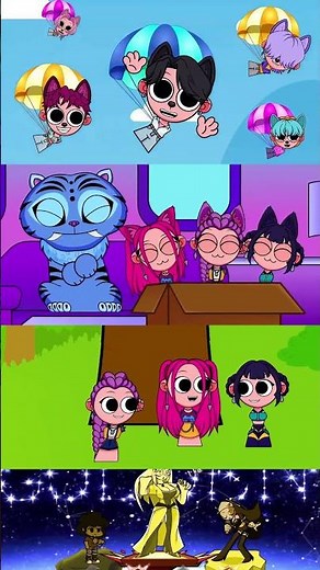 FNF Golden Sprunki but PUPPIES's Saja boys vs KITTENS's Huntrix | KPop Demon Hunters #golden #fnf