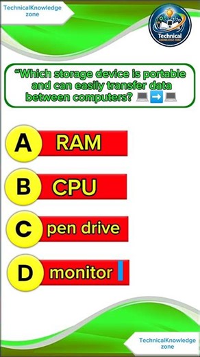 Which Storage Device Is Portable? 💾 | Computer Quiz Challenge⚡#youtubeshorts #quiz #viral #ytshorts