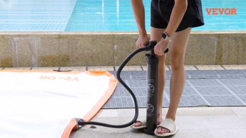 VEVOR8 x 5FT Inflatable Dock Platform, Non-Slip Water Floating Dock Mat with Portable Carrying Bag & Detachable Ladder, Floating Platform Island Raft for Pool Beach Ocean