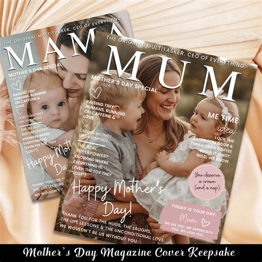 Mothers Day Magazine Cover Printable 8x10. Gift for Mum Custom Photo Keepsake. Editable Canva Template, Instant Download - Etsy