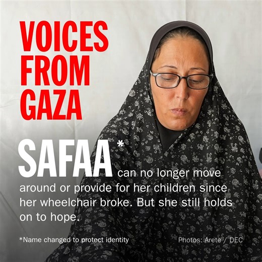 We bring you 'Voices from Gaza,' a series of stories in the words of people whose lives have been devastated by conflict. Safaa* wants to see her children live a dignified life, but right now, every day feels like a battle to survive. Many families like Safaa's need urgent assistance, as the levels of need in Gaza are catastrophic. Your donation can be a lifeline. Please donate today: donation.dec.org.uk/middle-east-appeal | Disasters Emergency Committee (DEC)