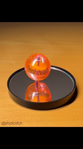 Transparent Tippe-Top: a recent toy shop find in a bargain bin- an oddly satisfying see through version of the inverting spin top. These flip-over tops demonstrate complex physics: friction with the surface provides a torque that acts on the existing angular momentum of the top to flip it over. The top will stay flipped until the spin rate slows down enough to where it loses stability. ➡️ Follow the link in my profile for for details on where to get tippe-tops and other amazing items featured he