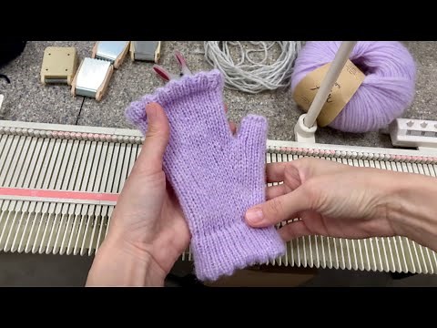 Knitted mittens with picot edges on Lk 150 | machine knitting | DROPS Air | silver reed | tutorial