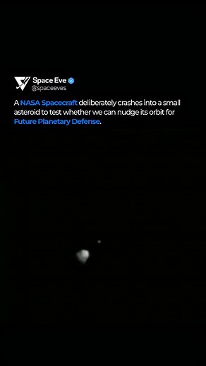 3.7K views · 2.8K reactions | NASA’s DART mission intentionally crashed a spacecraft into a small asteroid moon to test whether a high speed impact can change its orbit. This real footage shows the final seconds before impact during the first full scale planetary defense experiment. Follow @spaceeves #DARTMission #AsteroidDefense #NASA #SpaceEve | SpaceEve | Facebook