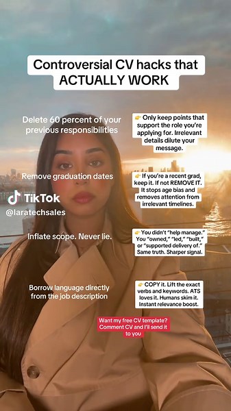 Most CVs get rejected in 6 seconds. These hacks help yours stand out. #cv #cvtips #resume #advice #careeradvice