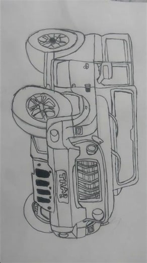 How to Draw Mahindra Thar 🚙 | Realistic Drawing for Beginner's created by VANSH KUMAR
