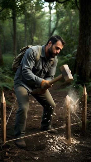 Building a Primitive Log Cabin from Scratch! 🌲🪓