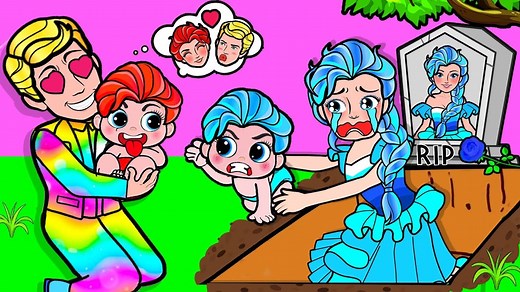 Paper Dolls Dress Up - Daughter Elsa Frozen and Fire Mother Poor Dress - Barbie Story & Crafts | LOR Doll Crafts World