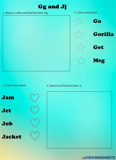 Letters G and J worksheet