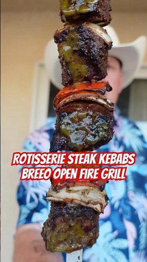 Rotisserie Steak Kebabs On The Breeo Open Fire Grill