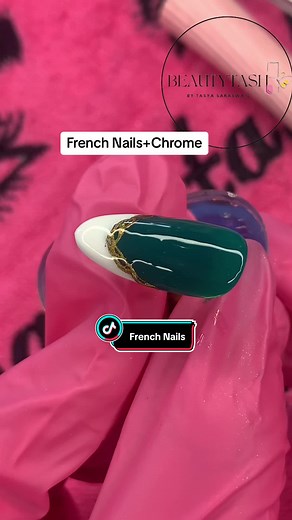 French Nails with Chrome Powder - Step-By-Step Nail Art Tutorial