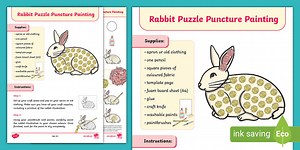 Rabbit Puzzle Puncture Poke Paint Craft