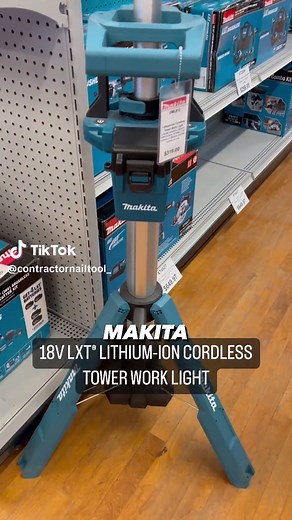 The Makita 18V LXT® Tower Work Light delivers 3,000 /1,700 /900 lumens on High / Medium / Low settings. Get up to 10 hours of continuous illumination with one 18V LXT 5.0Ah Battery on low and up to 3 hours on high! Available here at Contractor Nail & Tool! #contractornailandtool #contractor #southcarolina #southcarolinacontractor #makita #dml813 #makitalighttower #jobsitelights