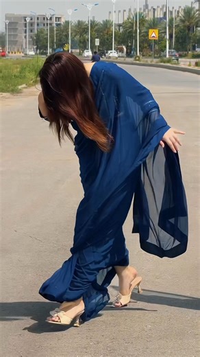 Elegant Blue Dress Walk 💙 | Slow Motion Street Style #Shorts. #Shorts #StreetStyle #FashionInspo