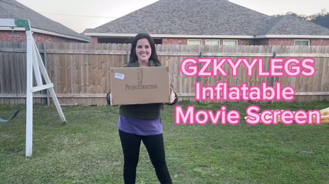 16 Feet Inflatable Movie Screen Outdoor, Projection Screen with Air Blower, Tie-Downs and Storage Bag - Easy Set up, Blow Up Screen for Backyard Movie Night, Theme Party