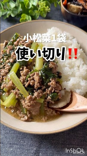 小松菜1袋使い切り‼️ 【栄養満点！ワンパンで♡ひき肉と小松菜のあんかけ丼】