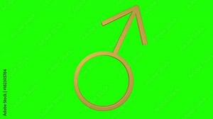 male symbol 3d green screen loop mars sign gold