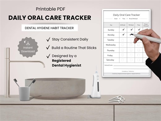 Daily Oral Care Tracker | Dental Hygiene Habit Chart (PDF Download) - Etsy