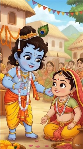 Cute cartoons Radha Krishna birth story animation❤️🙏🙏#love #radhakrishna #story #vrindavan #anime