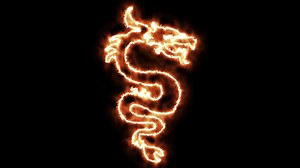 Download dragon flaming with fire on a dark background for free