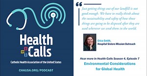 🔹 NEW PODCAST EPISODE! 🔹 In this #CHAHealthCalls episode, Erica Smith, executive director of Hospital Sisters Mission Outreach, and Bruce Compton, CHA senior director of #GlobalHealth, discuss their recent international visits, developing partnerships that focus on lessening #environmental impacts and how to effectively and safely donate material goods. ⏩ Listen at www.chausa.org/podcast or wherever you subscribe to #podcasts. #CatholicHealth #healthcare #LaudatoSi #SeasonOfCreation | The Cath