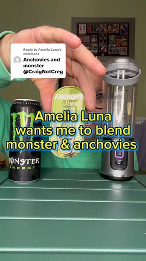 4.8K views · 16 comments | Replying to Amelia Luna let’s blend monster & anchovies in the ninja blender #anchovies #monsterenergy #ninjablender #ryanwindridge #blending | Ryan Windridge | Facebook