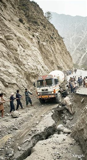 😱 Truck Hanging Off Cliff — Dozens Pull With Bare Hands to Save It! 🚨#EpicRescue #pakistan