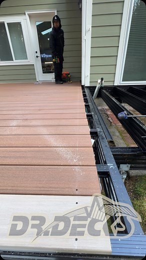Jason Russell on Instagram: "After installing @timbertech on a clip system, we always pin each end. Because it’s an aluminum frame, we’re using @fastenmasterpro #cortexdriller hidden fasteners. The screws are 316 stainless steel and drive clean into #azek for a perfect hole to accept the matching #cortex plug. #drdecks #yourprescriptionforquality"
