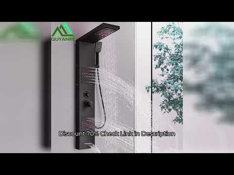 Black LED Shower Panel Tower System Rain Waterfall Shower Column Hydroelectricity Massage Body Spa B