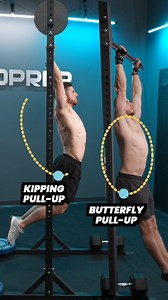 From the side, the biggest difference between a kipping pul-up and a butterfly pull-up isn’t your arms… it’s your hips. Kipping pull-up: Your hips move back and forth in a clear arc.�It’s more segmented: hollow ➝ arch ➝ pull ➝ reset. Butterfly pull-up: Your hips move in a smooth circular pattern.�No hard stops — just continuous motion that keeps you cycling reps efficiently. Neither is “better” by default. �But understanding how the pattern changes at the hips is what helps you decide which one 