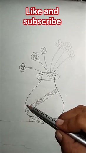 "🌸 Beautiful Flower Pot Drawing | Easy Art Tutorial 🌿" #music #shortsfeed