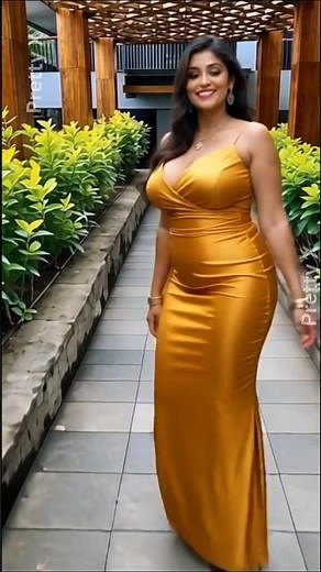 💛 Golden Satin Slip Dress Glow | Bold Plus Size Fashion Editorial Look ✨ #GoldenGlam #SlipDress