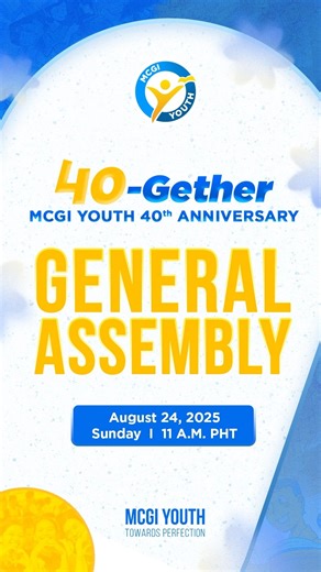 MCGI Youth on Instagram: "We celebrate endlessly, grateful for God's unspeakable gifts that inspire us to unite in faith. Relive Kuya Daniel Razon's message to the MCGI Youth, which reminds us of our true purpose: to live and die with faith in God and to serve Him wholeheartedly. #MCGIYouth40gether #WeAreMCGIYouth"