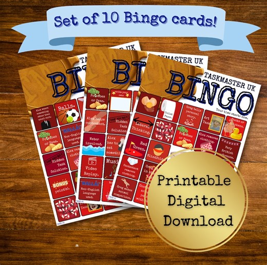 Taskmaster Bingo Game: UK TV Show, 10 Card Set (digital Download) - Etsy