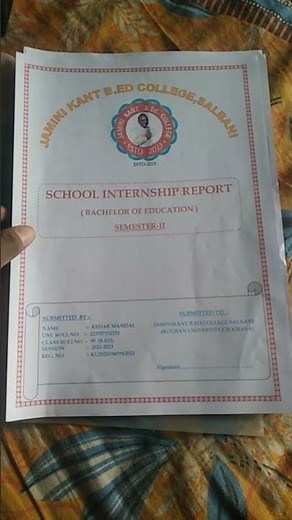 B.ed school internship report by m k classes