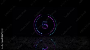 Minimal countdown timer with tailed lines circling counter clock Digital Leader missile launch. Emergency alert message on screen, satellite information, explosion, missile launch countdown fast count Stock Video
