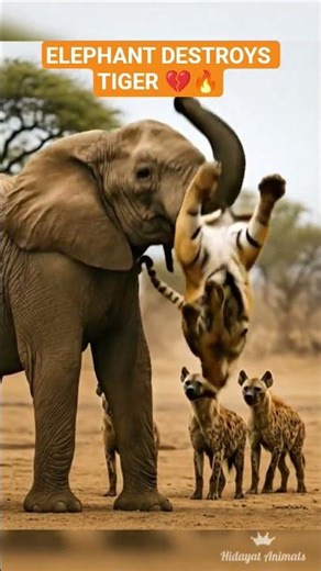 Elephant vs Tiger | Brutal Animal Fight Caught on Camera💔🔥 #animalfight #wildlife #animals