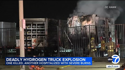 1 dead, 1 other injured after hydrogen truck explosion in Colton