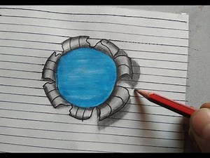 How to Draw a 3D Water Hole Paper Drawing !! Easy Learn Steps