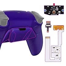 eXtremeRate Galactic Purple Rubberized Grip Programable RISE4 V3 Remap Kit for PS5 Controller BDM-030 040 050, Upgrade Board Redesigned Bottom Shell 4 Back Buttons for PS5 Controller - NO Controller