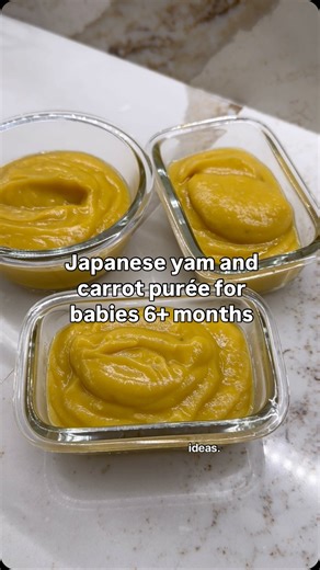 Shoshi on Instagram: "Japanese yams + carrots = the easiest, most nutrient dense baby purée. It’s creamy, naturally sweet, and gentle on tiny tummies☺️ the perfect nourishing meal for busy moms who want simple ingredients and quick prep!!🙌🏼 Recipe: • Beef broth or water • 3 carrots • 1 Japanese yam or sweet potato • 1 tsp oregano Save this for your next easy purée day!🥕🍠 #babypuree #easypuree #homemadebabyfood #startingSolids #busymomrecipes #healthybabyfood #yambabyfood #carrotpuree"