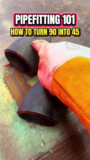 Pipefitting for beginners! How to turn 90 into 45 #pipefitter #pipefitting #welder #bluecollar #fyp