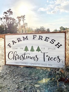 Large Farm Fresh Christmas Trees | Christmas Sign | Christmas Decor | Christmas | Christmas Trees | Cut and Carry | Pick Your Colors - Etsy