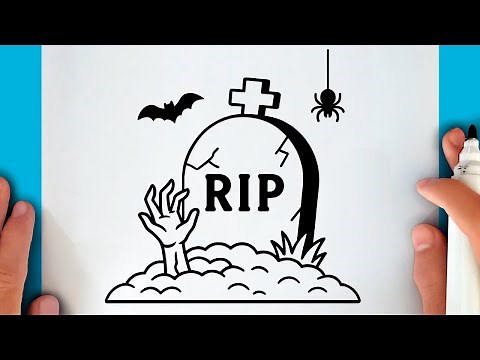 HOW TO DRAW A SPOOKY TOMBSTONE FOR HALLOWEEN EASY