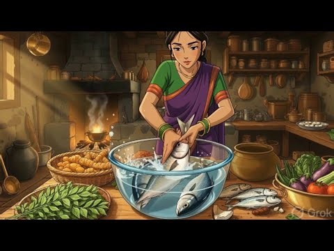 One Rainy day in my village /make fish curry &family together ness