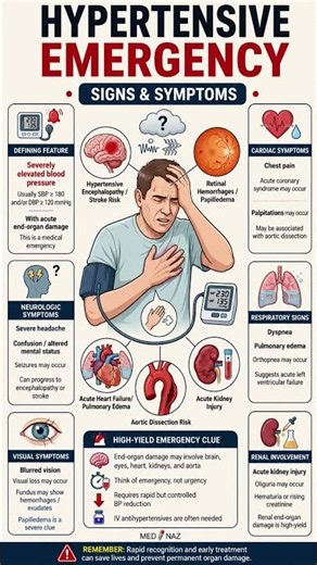 🚨 Hypertensive Emergency Explained | Signs, Symptoms & Complications #shorts #ytshorts #pharmcist