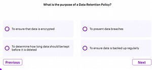 What is the purpose of a Data Retention Policy?To ensure that ... | Filo
